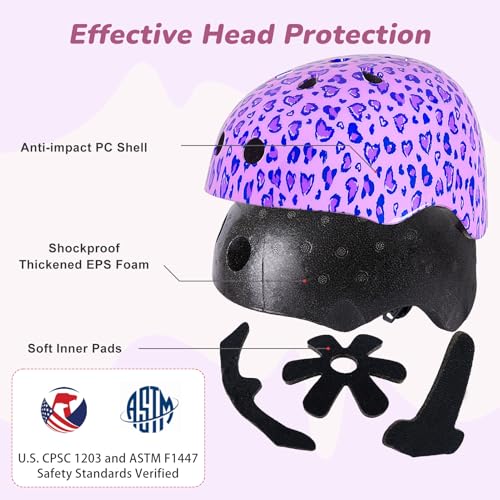 Image of Kids Bike Helmet for Girls 3-5 /5-8 /8-14, Adjustable Helmet with DIY Cat Ears, Cute Toddler Youth Helmets for Skateboard Scooter Cycling Roller Skating