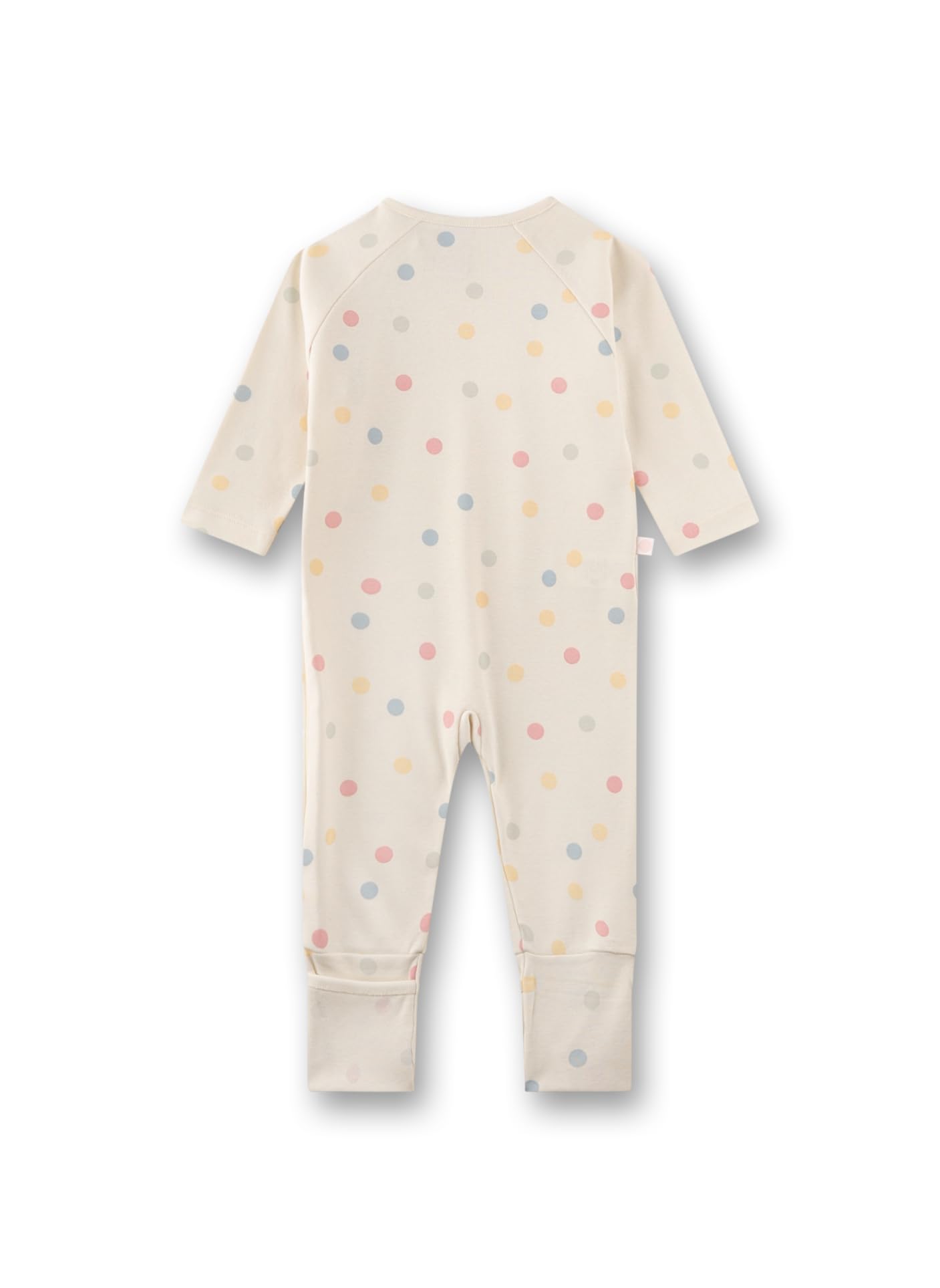 Sanetta Baby-Strampler beige bunte Dots | Praktischer und bequemer Strampler aus 100% Bio-Baumwolle für Mädchen.