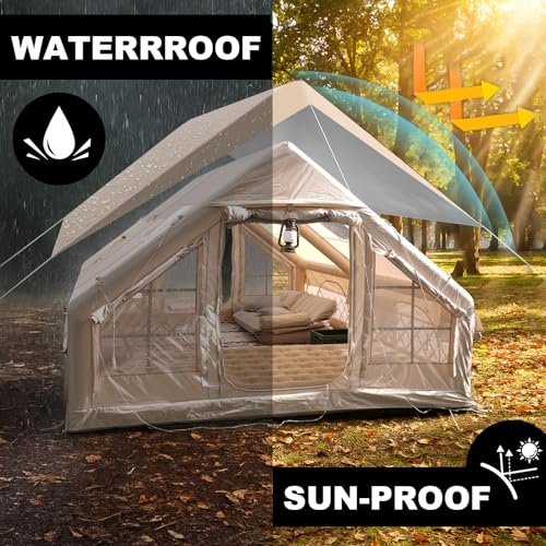 Carpa Inflable Grande SENLEETO 7.5D 13x10 pies para Camping 8 Personas, 4 Estaciones, Impermeable con Cubierta de Lluvia miniatura 2
