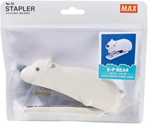 Miniatura 3 de Grapadora de animales (oso polar), agarre suave de silicona, fabricada en Japón, gran regalo de papelería
