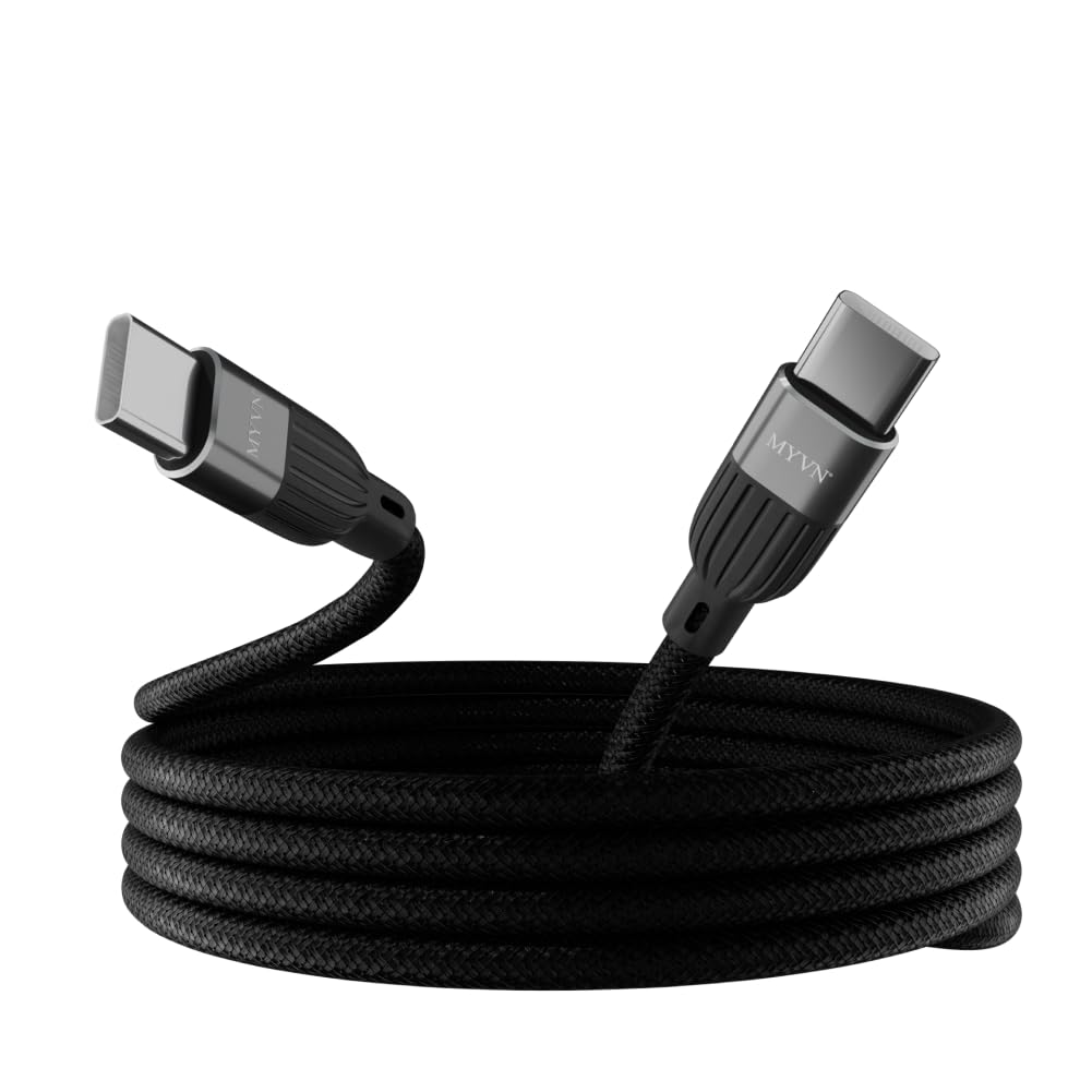 MYVN Type C To Type C Fast Charging Cable 65W Nylon Braided Cord Compatible With iPhone 15 Series, Samsung Galaxy S24 S24 Ultra S23 S22 S21 S20Fe, Macbook, Oneplus (1M), Black (B0CT3K38KW) Amazon Price History, Amazon Price Tracker