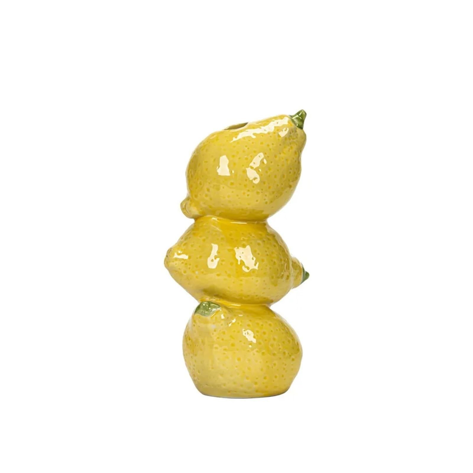 Fruit Vases Cartoon Fruit Model Vase Orange Lemon Watermelon Handmade Flower Arrangement Unique Ceramic Crafts(Lemon)