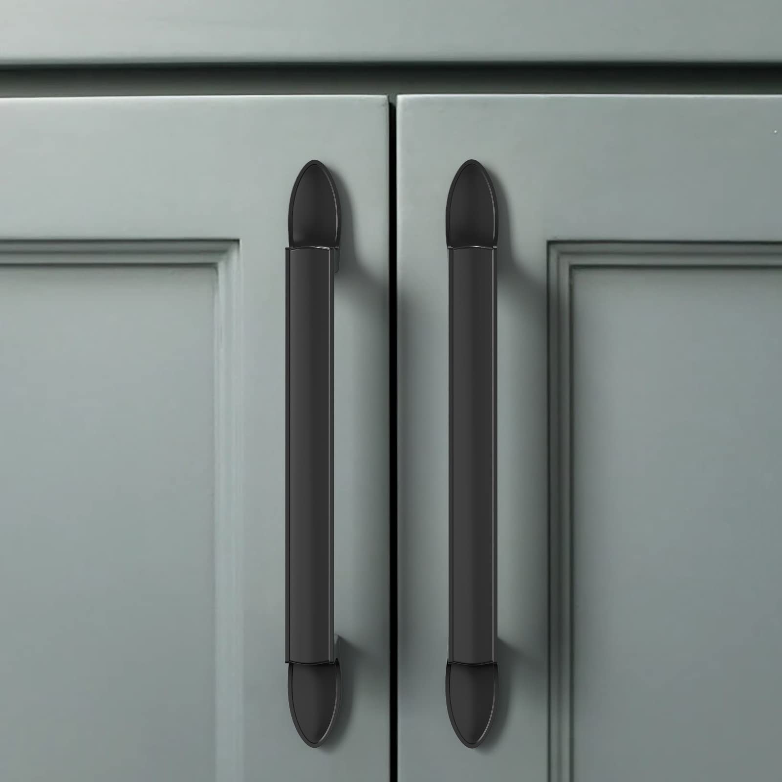 Amerdeco 6 Pack Matte Black Cabinet Pulls - 6.25" (160mm) Center To Center, Modern Drawer Handles For Kitchen & Bathroom