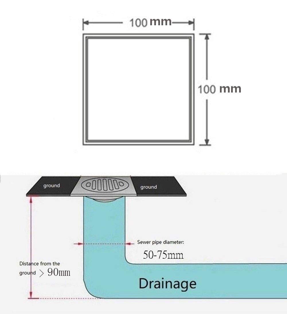 Desagüe de Ducha Cuadrado de latón de 4 Pulgadas con Tapa extraíble, desagüe de baño con Filtro para Cocina, baño, Garaje y sótano (Bronce 3 D)
