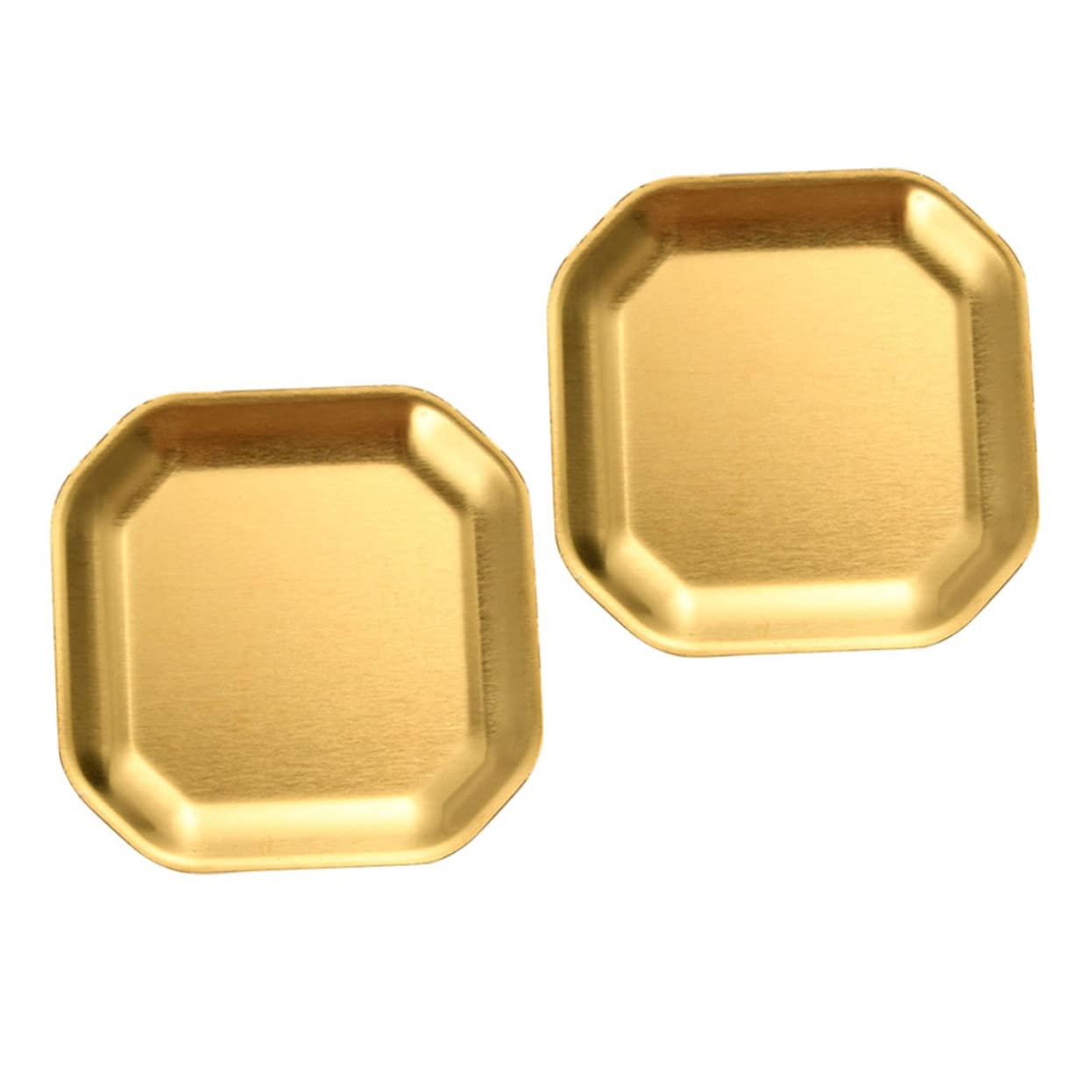 FUNOMOCYA 4 Pcs Octagonal Dish Kitchen Appetizer Dish Pinch Prep Bowls Sauce Seasoning Dish Sauce Plates Korean Pickle Plate Dresser Tray Snack Stainless Food Plates Golden Stainless Steel