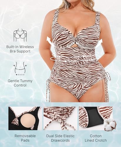 Image of SHAPELLX Tummy Control One Piece Swimsuit with Mesh Wrap Skirt Swim Dress