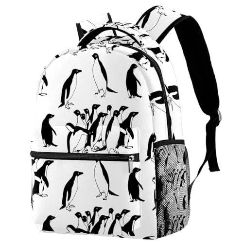 Sac à dos d'école pingouin multicolore 29x20x40cm pour ados et enfants