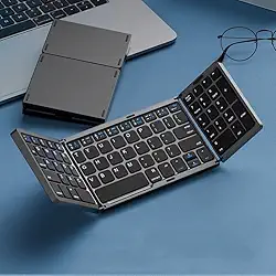 Teclado dobrável, touchpad/teclado numérico integrado, Bluetooth triplo dobrável, adequado para tablets iPad, MAC/Win/Android (preto, modelo de teclado único)