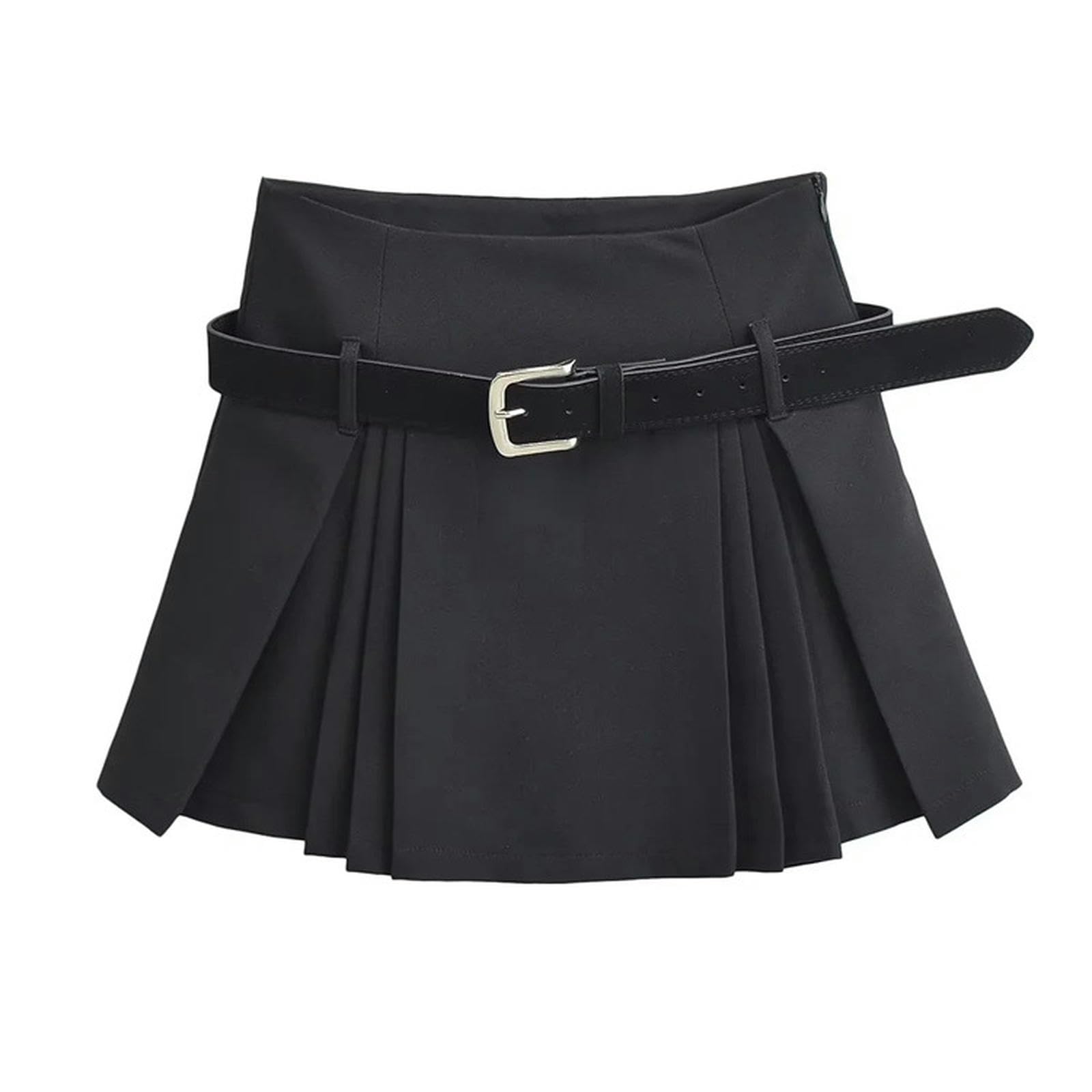 Jupe plissée anti-exposition contre les coups de vent: mini-jupe taille haute trapèze sécurisée