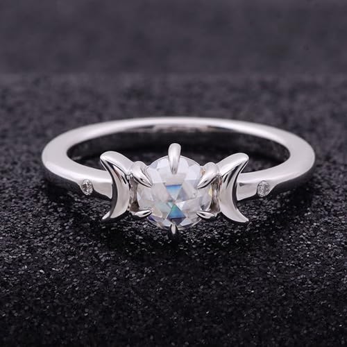 Custom Name Rings, 14K White Gold Rings Size I 1/2 White Round Moissanite for Women New Year Promise Ring for Gf Promise Rings Decorations - Image 5