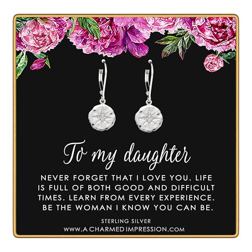 To My Daughter • Inspirational Jewelry • Starburst Earrings • Gifts for Her • From Mom Dad • Ideas for Birthday Christmas Graduation Wedding • Infinite Love