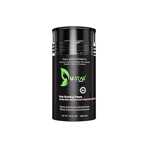 Ustar Fibras de construcción de cabello Corrector de pérdida de cabello para adelgazamiento de cabello marrón oscuro 0.42oz 0.42 oz