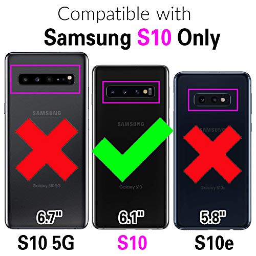 Asuwish Phone Case for Samsung Galaxy S10 Wallet Cover with Tempered Glass Screen Protector and RFID Blocking Wrist Strap Flip Credit Card Holder Slot Stand Cell S 10 Edge 10S GS10 X10 Women Men Pink