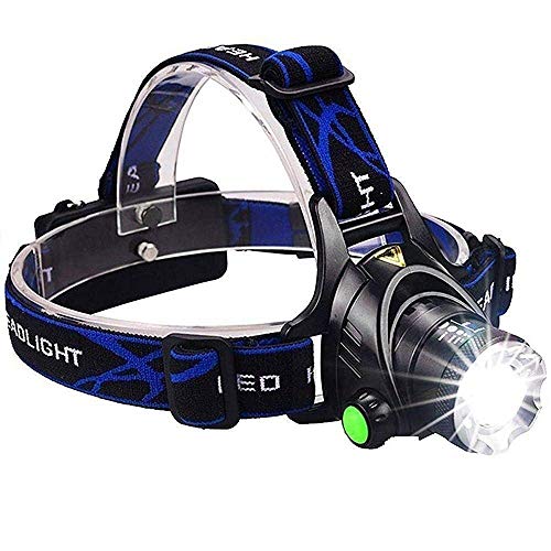 Zecarat High Power Long Range LED Zoom Head Lamp Head Light Atomic Beam Rechargeable Head Torch Water Resistant for Camping/Cycling/Caving and More