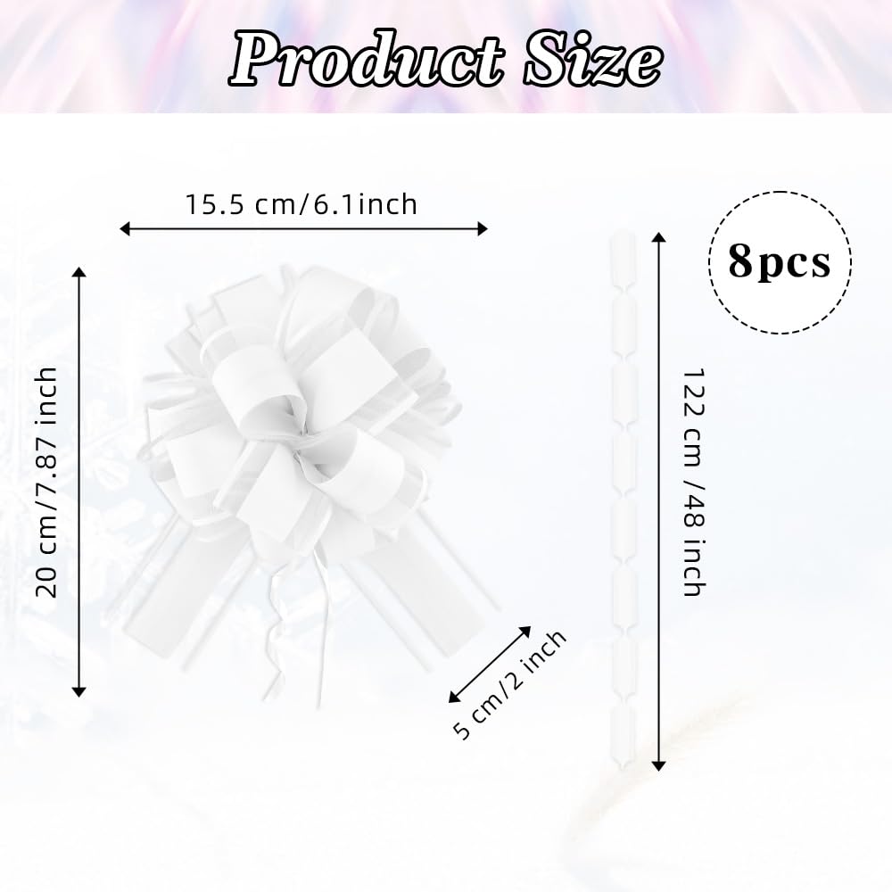 Grands Nœuds à Tirer Blancs 15cm Rubans Décoratifs pour Mariage Voiture Cadeaux