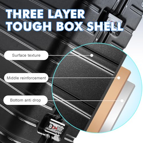 Zipperless Luggage - 20 Inch Airline Approved Carry On 22x14x9 in, 9H Scratch-Proof Hard shell PC with Aluminum Frame for Business travel Black4