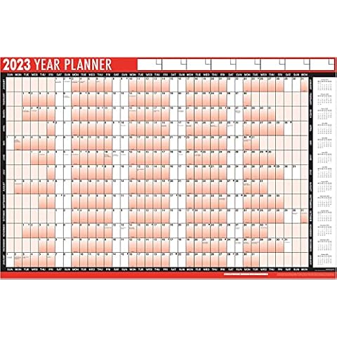 2023 Year Wall Planner A1 Large 85cm X 58cm Laminated Wall Calendar With Stickers And Dry Wipe Pen Cover