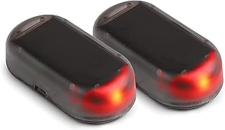 Car Solar Power Simulated Dummy Alarm Warning Anti-Theft LED Flashing Security Light Fake Lamp Car Alarm Car Security Anti Theft Device Anti Theft Car Device Fake Car Alarm (2Pack)