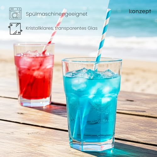Foto von Konzept 11 Wassergläser Set 320ml Transparent - Trinkgläser, Saftgläser, Cocktailgläser, Latte Macchiato Gläser - 12er Set Gläser für Wasser, Saft und Cocktails