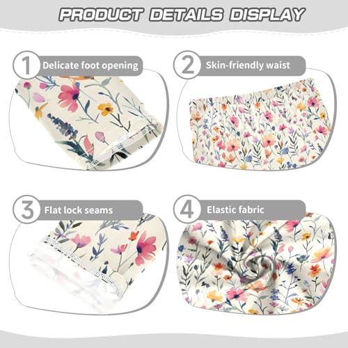 senya Girls Printed Leggings Yoga Pants Watercolor Wildflowers Pattern for Kids in 4t to 10 Years, 4T3