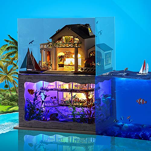 CRIOLPO DIY Miniature Doll House Kit, Miniature House Kits for Adults, Tiny House Kit with Furniture, Wooden Dolls House Craft Kits, Build Your Own Miniature Dreamy Home - Impressions of Hawaii