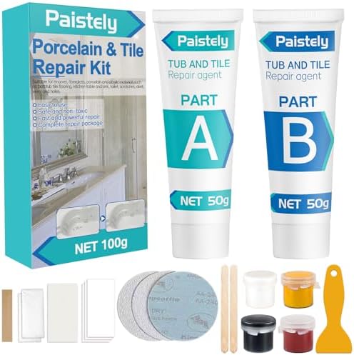 Tub and Tile Repair Sealant Quick Repair Bathtub, Ceramic, Toilet, Tray, Resin, Marble Shower Sink, Acrylic Quartz, Super to Fix Cracks Chips and Dents (50g+50g)
