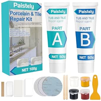 Tub and Tile Repair Sealant Quick Repair Bathtub, Ceramic, Toilet, Tray, Resin, Marble Shower Sink, Acrylic Quartz, Super to Fix Cracks Chips and Dents (50g+50g)