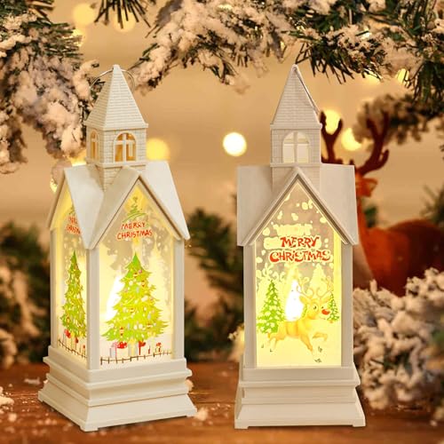Weihnachtsdeko Laterne,2 Stück Weihnachtslaterne,Laterne Häuser...