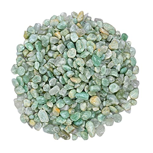Image of Amazing Gemstone Light Green Aventurine Crystal Chips Aquarium Gravel Rocks - Green Aventurine Chips Bulk Fish Tank Gravel, Small Tumbled Stone Chips and Tiny Crystals for Decoration