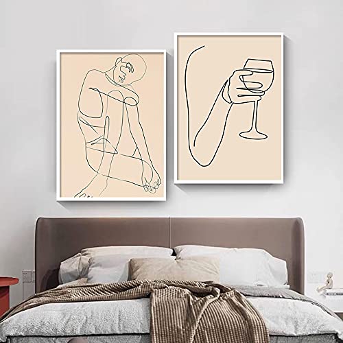 Affiches abstraites corps femme en toile de style minimaliste chic pour une décoration bohème