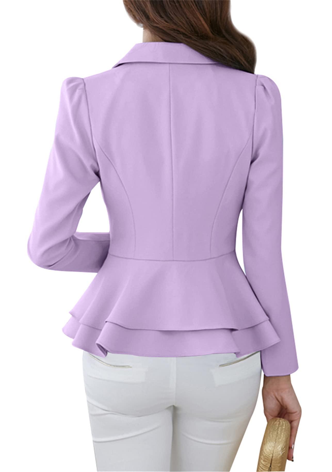 YMING Femme Cardigans Vestes Dip Ajustées Ouvertes sur Le Devant Blazer d'affaires À Épaules Rembourrées
