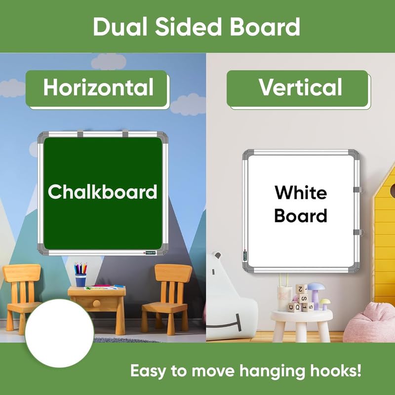 Image of 2x2 Feet Non-Magnetic White Board for Kids, Home & Kitchen with Heavy-Duty Aluminium Frame, Scratch-Proof & Corrosion-Proof Surface Whiteboard, Size - 60x60 cm /24x24 Inch
