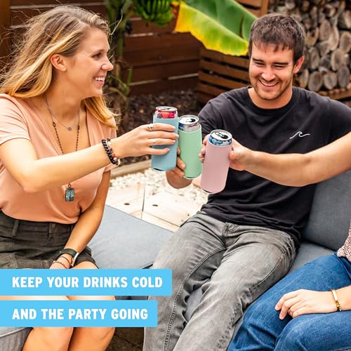 Image of Slim Can Cooler Sleeves (14-Pack) Soft Insulated Slim Can Coolers for White Claw Seltzer & Slim Beer - HTV Blanks for Vinyl Projects - Skinny Can Koolies Bulk - Tall Can Koolie - Can Cozy for Slim Can