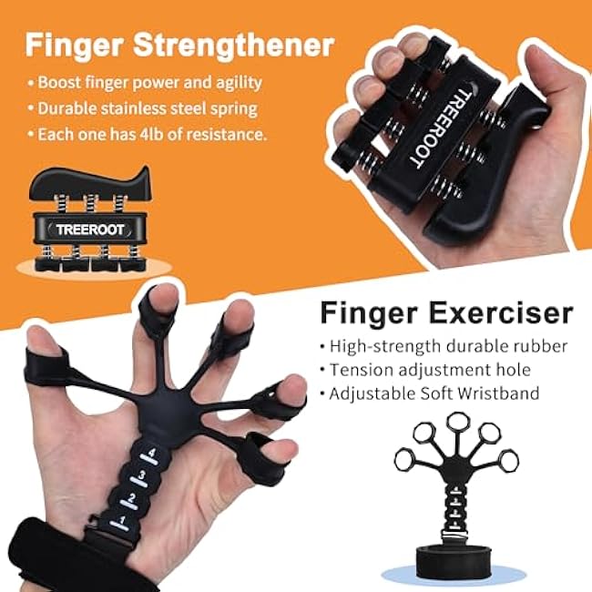 5PCS Grip Strength Trainer Kits, Hand Gripper Strengthener, Forearm Strengthener, Forearm Exerciser, Finger Grip Strengthener, Wrist Strengthener, Stress Relief Ball, Grip Ring, for Muscle Building, Hand Exercisers for Therapy
