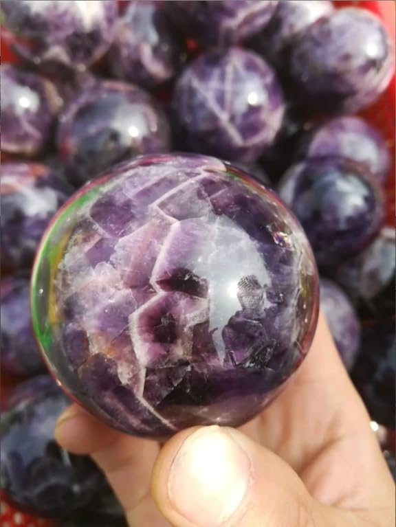 NATÜRLICHE Traum-Amethyst-Kristallkugel, Kugel, Edelstein, Heimdekoration,6,5 cm