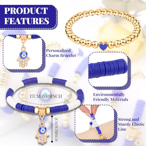 cagulax Evil Eye Bracelets Decor-Evil Eye Bracelets For Women Bulk-Stretch Bracel Friendship Charms Couple Birthday Gifts4