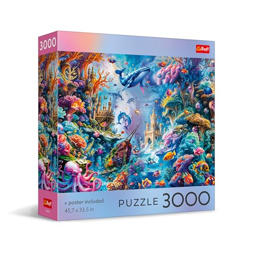 Trefl - Square Box - Underwater Life - 3000 Piece Jigsaw Puzzle Red 46'x33' Print, DIY, Creative Fun, Classic Jigsaw for Adults and Children from 15 Years Old