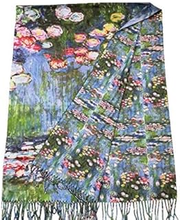 Sciarpa viscosa doppia stampa le ninfee monet regalo donna compleanno natale arte moda stola foulard Pashmina Coprispalle