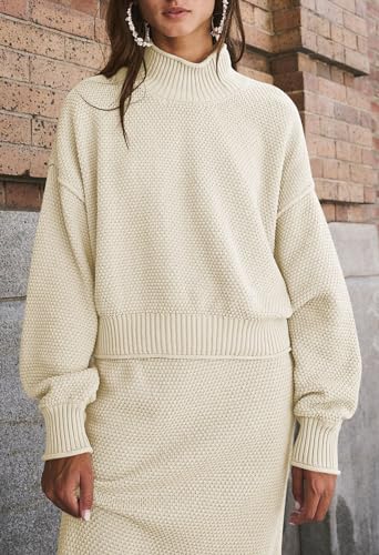 Pink Queen Women's 2 Piece Sweater Set Outfits Long Sleeve Oversized Top Bodycon Maxi Long Skirt Knit Dresses4