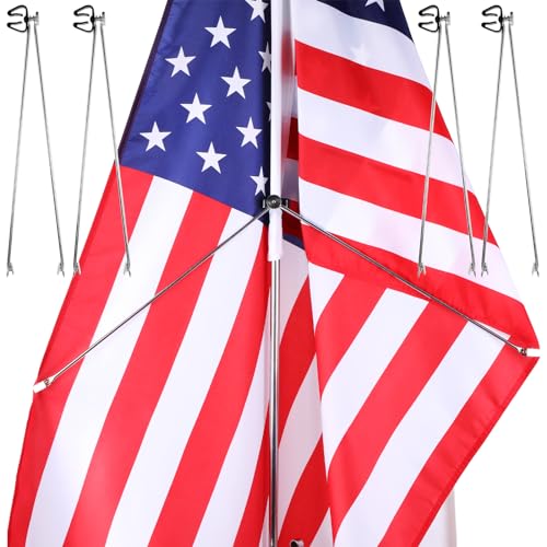 Therwen 4 Pcs Flag Spreader for Indoor Silver Indoor Flag Spreader Juneteenth American Display Stand Arm Length 18 Inches Fit for Poles 1 1/8-1 3/8 in Diameter