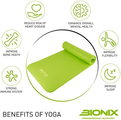 Bionix Premium Printed Yoga Mat - Thick Exercise Foam NBR with Non Slip Large Surface & Carry Straps | Perfect for Pilates Gymnastics Fitness Workout Home Gym Training Equipment | Best For Men Women