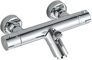 Badewannenarmatur mit Thermostat, Aufputz Mischbatterie, Chrom, 38 °C Sicherheitstaste, Duscharmatur für Badewanne