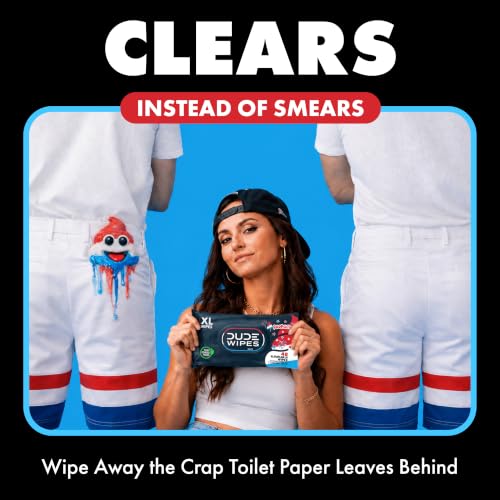 Image of DUDE Wipes Poopsicle Flushable Wipes - Ice Pop Scented Extra-Large Adult Wet Wipes - 3 Pack (144 Count) - Infused with Vitamin E and Aloe - Septic and Sewer Safe