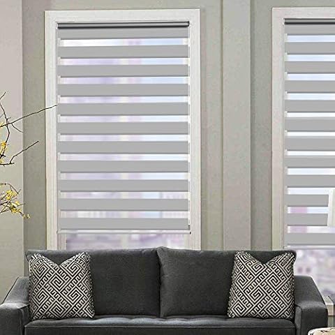 KELIXU Window Shade Roller Blind, Day and Night Blinds 100% Waterproof Fabric, Easy to Install, Blackout Vision Blinds Curtains for Windows with Install, 60 CM W x 230 CM H, Grey Cover