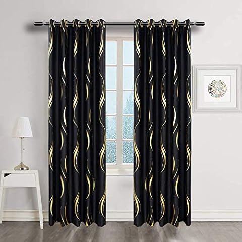 MYRU Luxury Striped Blackout Curtains Set Cover