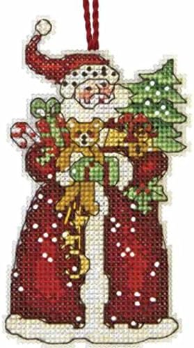 Dimensions Santa Ornament Counted Cross Stitch on Plastic Canvas Kit, 2.5 X 4.75" Ornament