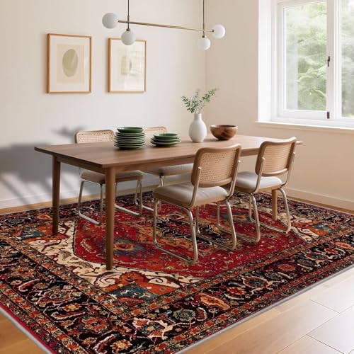Tapis doux pour garçons rouge rétro lavable machine