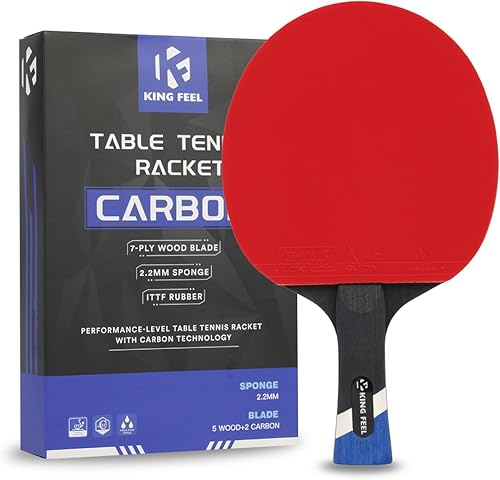Miniatura 8 de Raquetas profesionales de ping pong, ligeras raquetas de tenis de mesa de fibra de carbono con hoja de 7 capas, esponja premium de 0.08 pulgadas,
