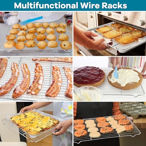 P&P Chef Baking Cooling Racks Pack Of 4-16.6''X11.6'', P&P Chef Stainless Steel Wire Cooking Rack For Oven Use Cooling Drying Roasting, Non-Toxic & Easy Clean thumb #6