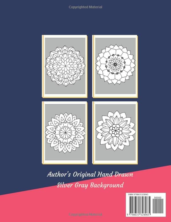 Flower Mandalas Easy Coloring Book for Seniors: Author’s Original Hand Drawn (Book 2): A Large 8.5” x 11” Easy Coloring Book for Adults, Seniors & ... Mandalas, Luxury Silver Gray Background. image 2